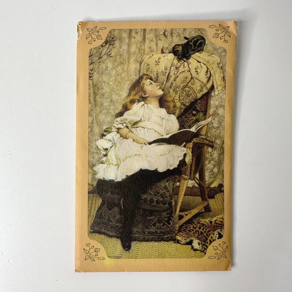 Vintage 1988 Claire Burke Original Drawer Sachet Victorian Girl Cat Art
